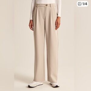 Abercrombie & Fitch Tailored Menswear Dad Pants Tan Crossover Waist Straight Leg